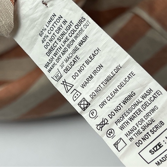 United Colors of Benetton Striped Linen Blend Shift Dress L Red&Natural Coastal - Picture 11 of 12